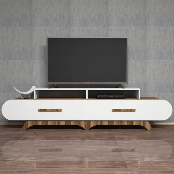TV stolík Flora - Walnut, White