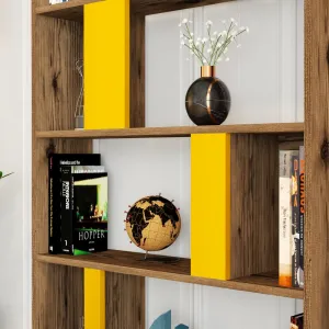 Knižnica Lima - Walnut, Yellow