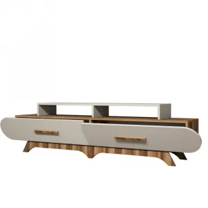 TV stolík Flora - Walnut, Cream