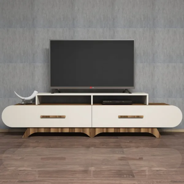 TV stolík Flora - Walnut, Cream