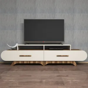 TV stolík Flora - Walnut, Cream