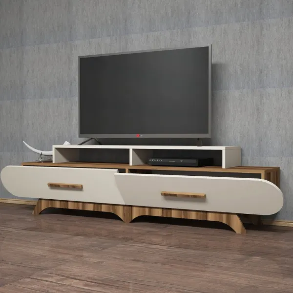 TV stolík Flora - Walnut, Cream