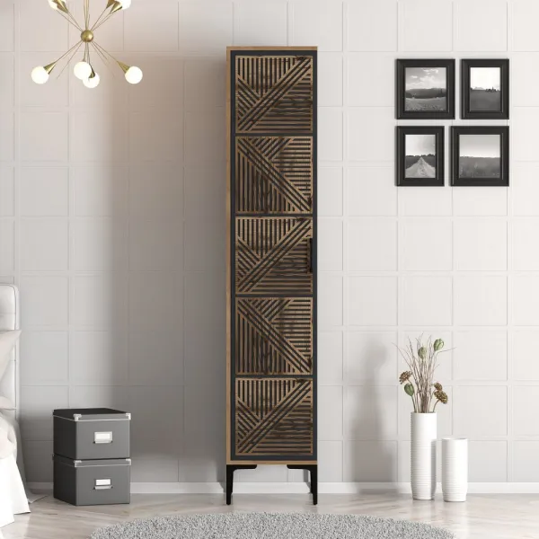 Šatníková skriňa Kumsal P - Walnut, Anthracite