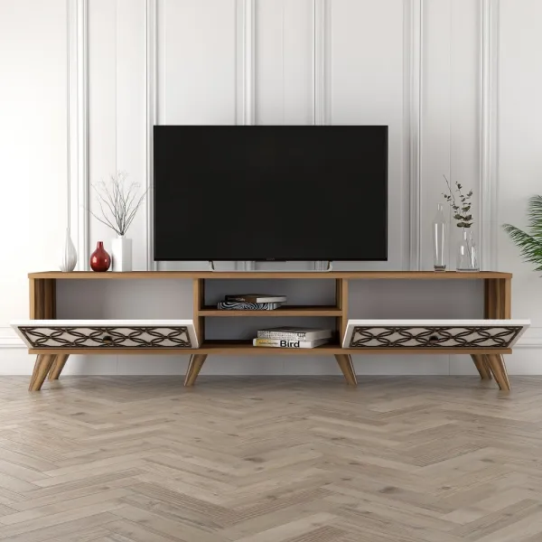 TV stolík Class - Walnut, White