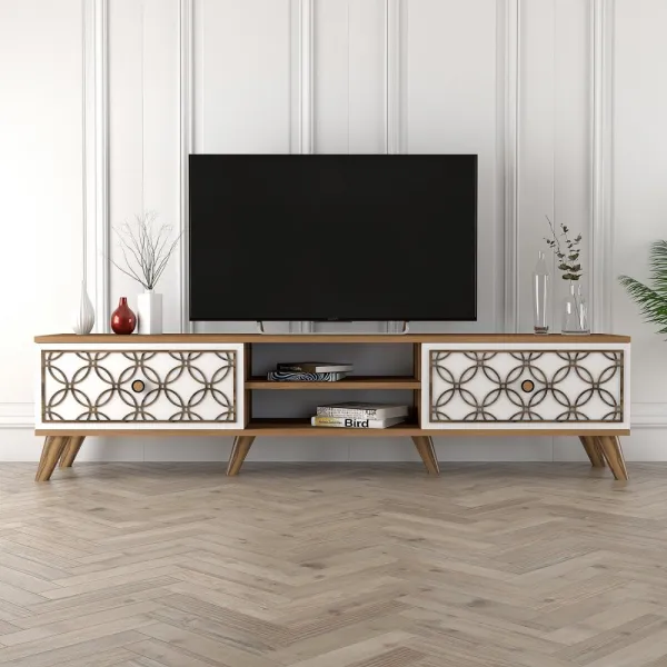TV stolík Class - Walnut, White