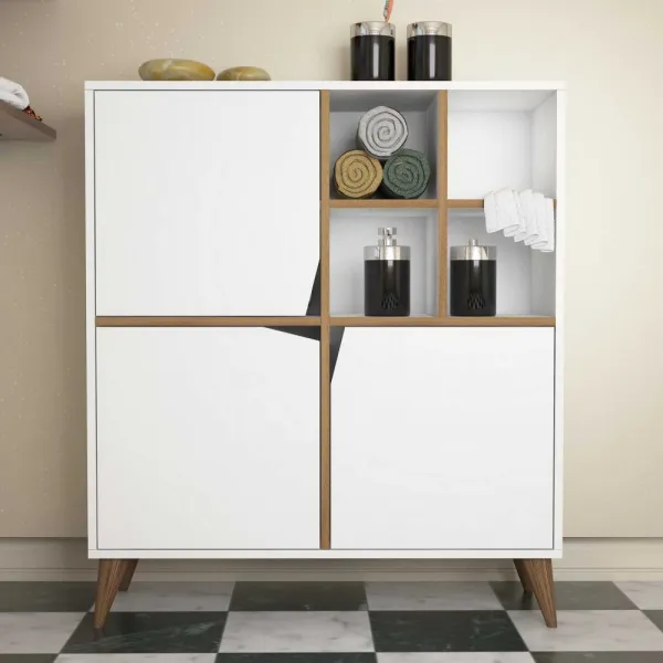 Viacúčelová skrinka Pulse - White, Walnut