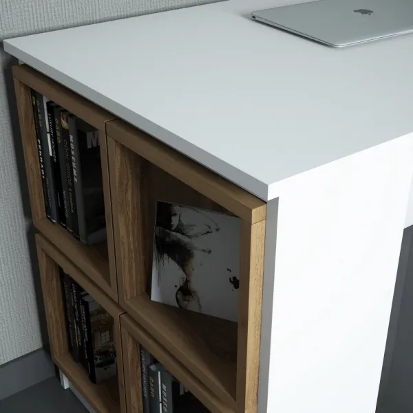 Písací stôl Box - White, Walnut