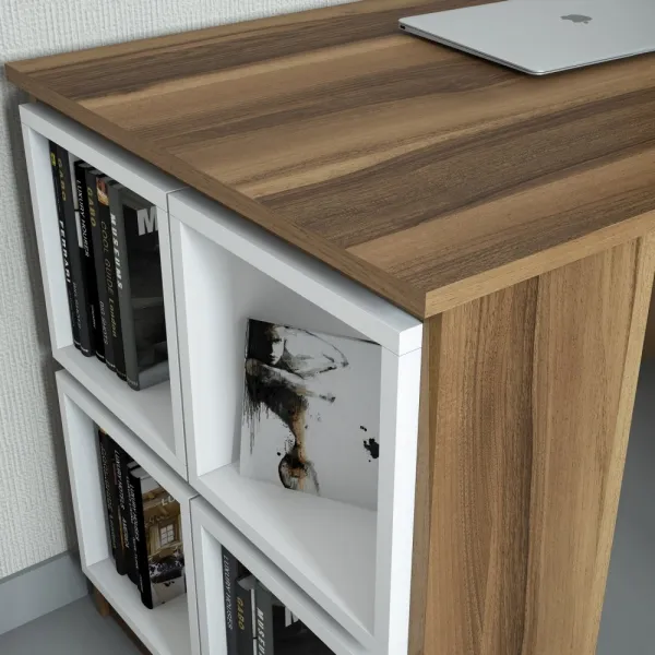 Písací stôl Box - Walnut, White