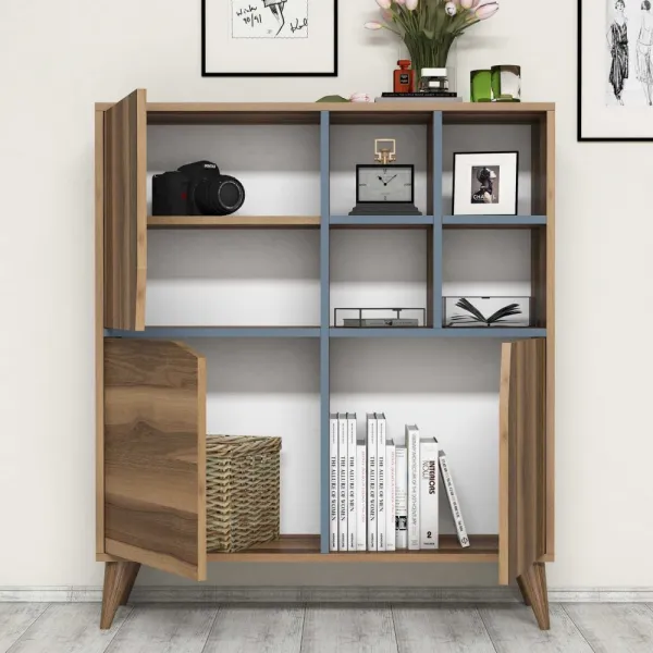 Viacúčelová skrinka Pulse - Walnut, Blue