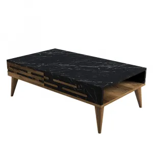 Konferenčný stolík Valensiya - Walnut, Black, Marble