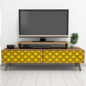 TV stolík City - Walnut, Yellow