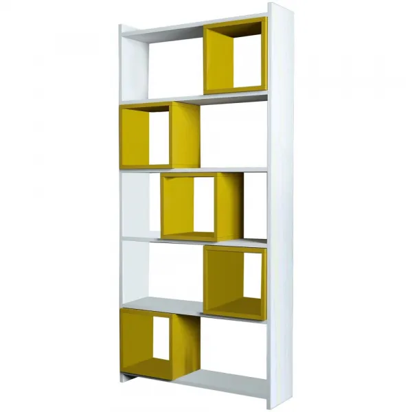 Knižnica Box - White, Yellow