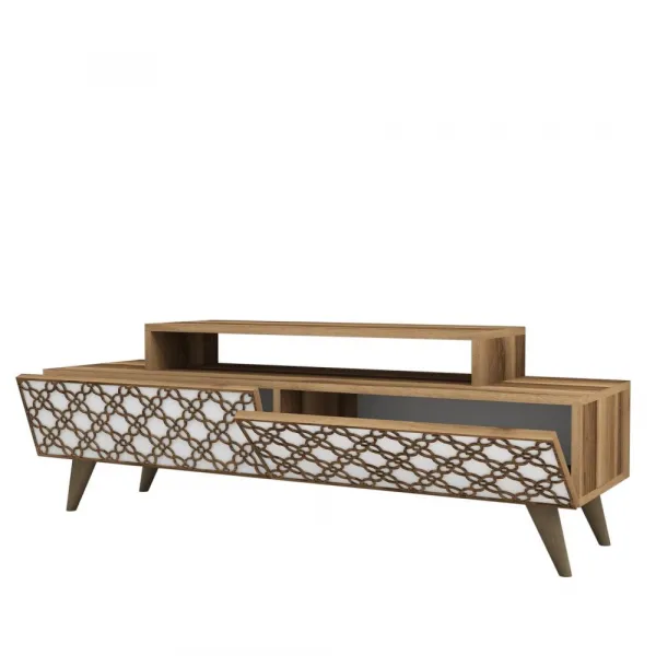 TV stolík City - Walnut, White