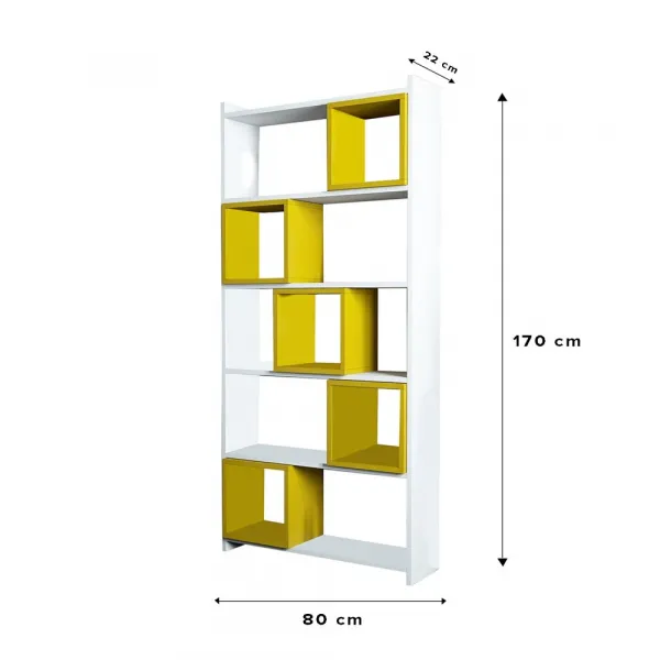 Knižnica Box - White, Yellow
