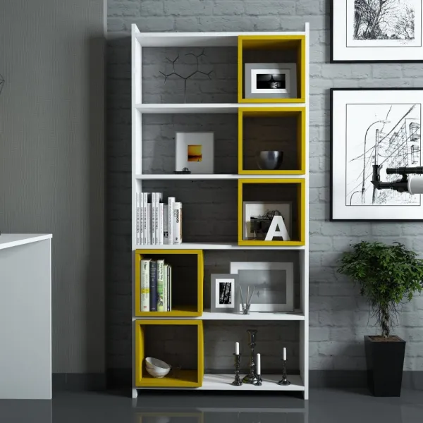 Knižnica Box - White, Yellow