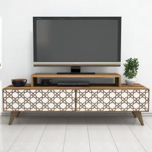 TV stolík City - Walnut, White