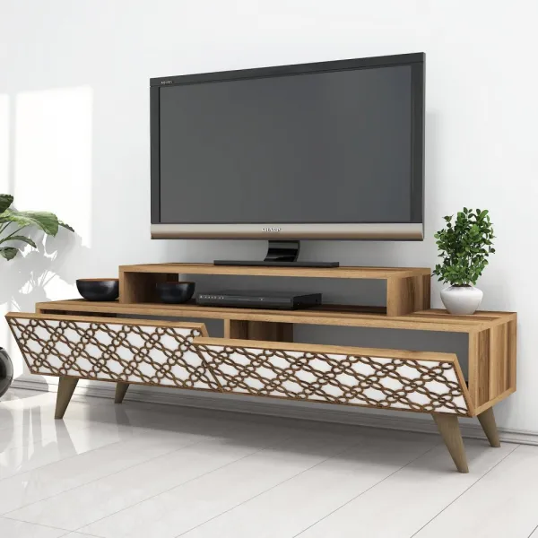 TV stolík City - Walnut, White