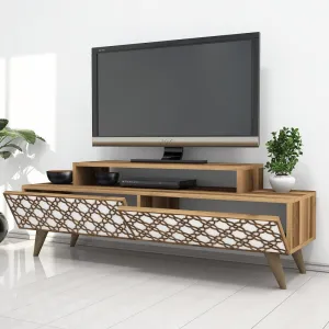 TV stolík City - Walnut, White
