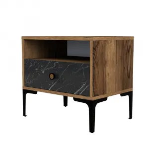 Nočný stolík Lizbon 534 - Walnut, Black