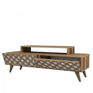 TV stolík City - Walnut, Cream