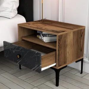 Nočný stolík Lizbon 534 - Walnut, Black