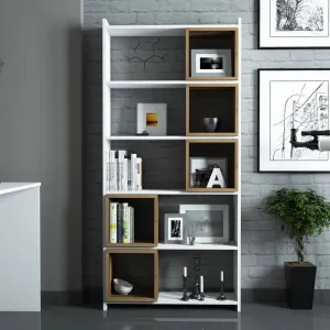 Knižnica Box - White, Walnut