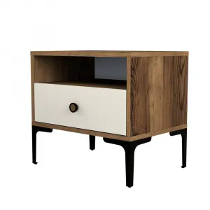 Nočný stolík Lizbon 533 - Walnut, Cream