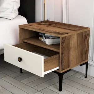 Nočný stolík Lizbon 533 - Walnut, Cream