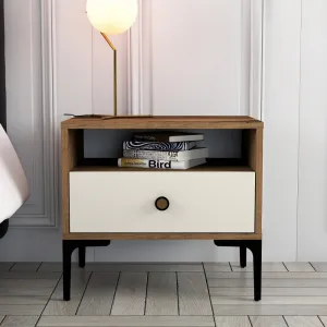 Nočný stolík Lizbon 533 - Walnut, Cream