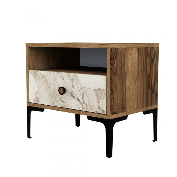 Nočný stolík Lizbon 531 - Walnut, White