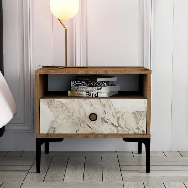 Nočný stolík Lizbon 531 - Walnut, White
