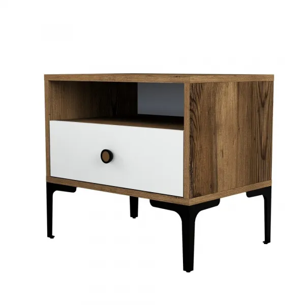 Nočný stolík Lizbon 530 - Walnut, White