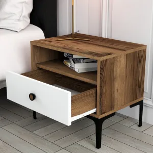 Nočný stolík Lizbon 530 - Walnut, White