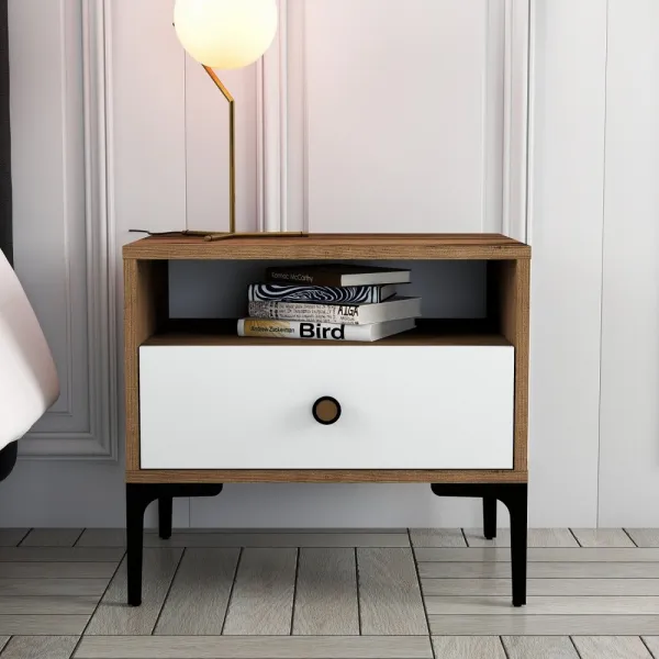 Nočný stolík Lizbon 530 - Walnut, White
