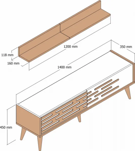 TV skrinka / Obývacia stena Valensiya 140 - Walnut, Anthracite