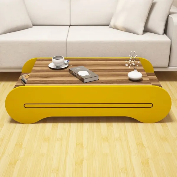 Konferenčný stolík Cool - Walnut, Yellow