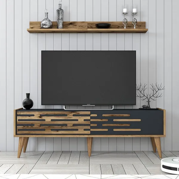 TV skrinka / Obývacia stena Valensiya 140 - Walnut, Anthracite