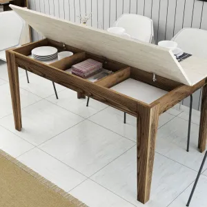 Jedálenský stôl Milan 898 - Walnut, Travertine