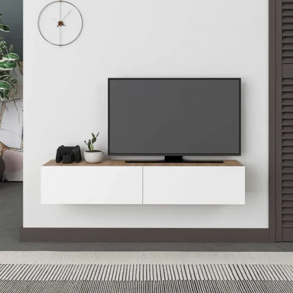 TV stolík Francy 135 - Sapphire Oak, White