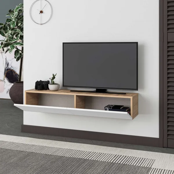 TV stolík Francy 135 - Sapphire Oak, White