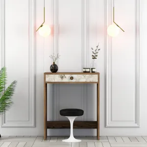 Toaletný stolík Lizbon - Walnut, White, Marble