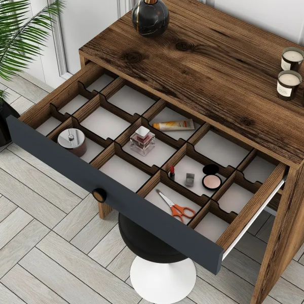 Toaletný stolík Lizbon - Walnut, Anthracite