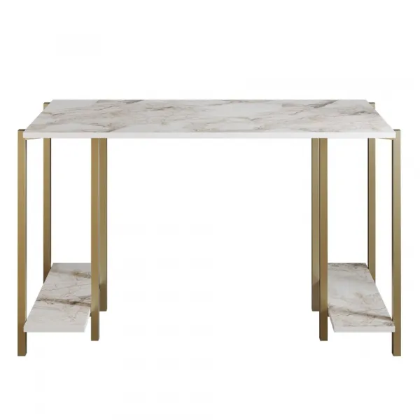 Písací stôl Reader - White, Gold