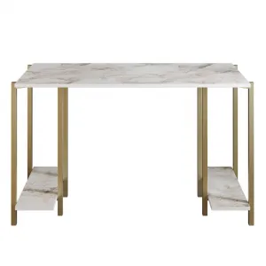 Písací stôl Reader - White, Gold