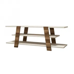 TV stolík Flower - Walnut, Cream