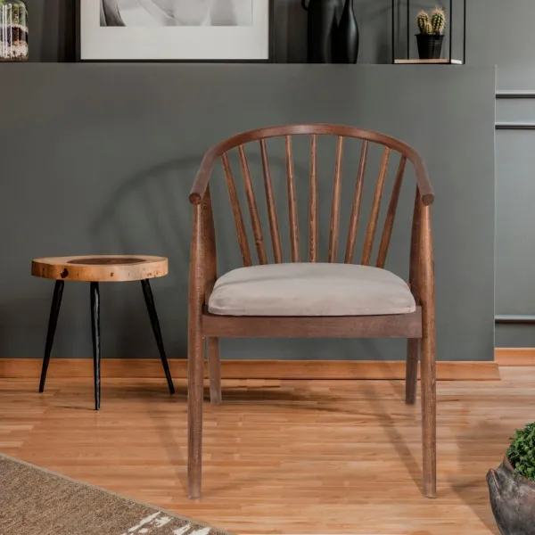 Kalune Design Jídelní židle Alberto z masivu ořech/béžová