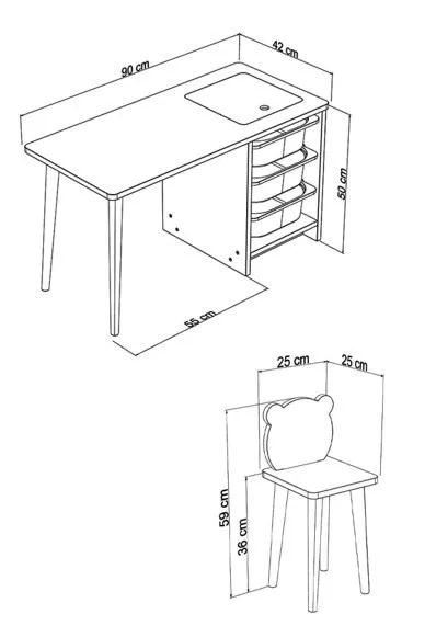 Set detský stôl so stoličkou - Biela