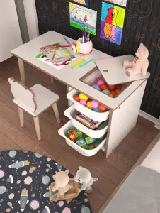 Set detský stôl so stoličkou - Biela