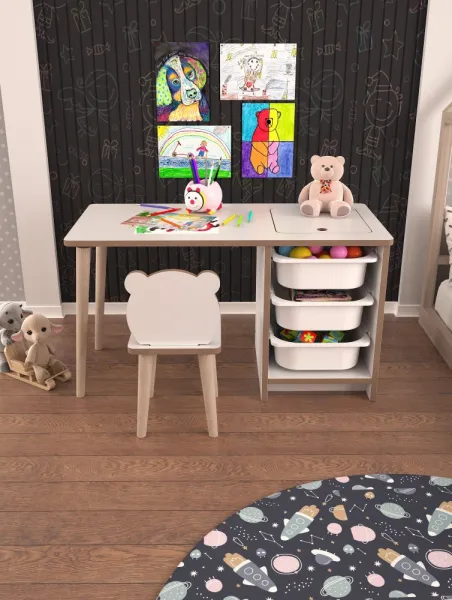 Set detský stôl so stoličkou - Biela