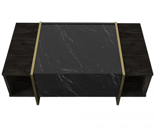 Kalune Design Sada nábytku do obývacího pokoje Veyron hnědá/mramor/zlatá